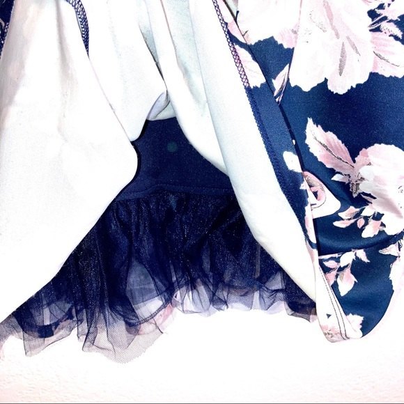 Blue Pink Silver Foil Floral Open Back PARTY Dress Size Large - Picture 8 of 11